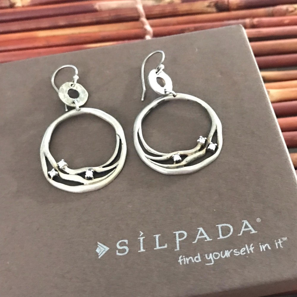 Silpada Sterling Silver Circular Cubic Zirconia Accent Earrings